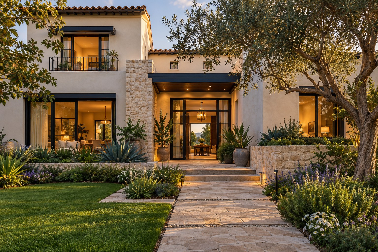 Casa contemporánea con un jardín acogedor